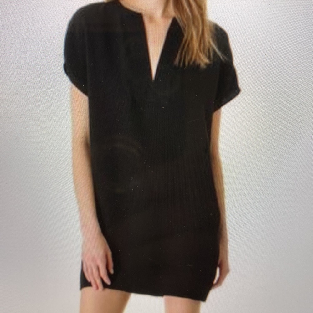 Vince V Neck Dress Black